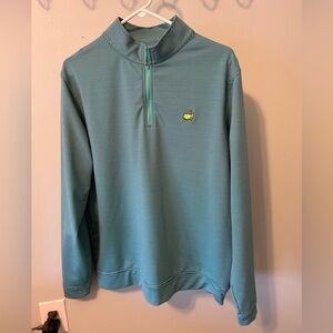 Peter Millar Masters Green Striped Quarter-Zip